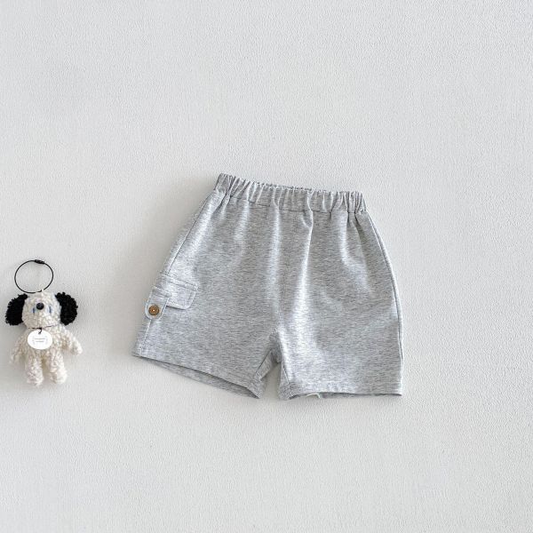 素色夏日假口袋五分短褲 