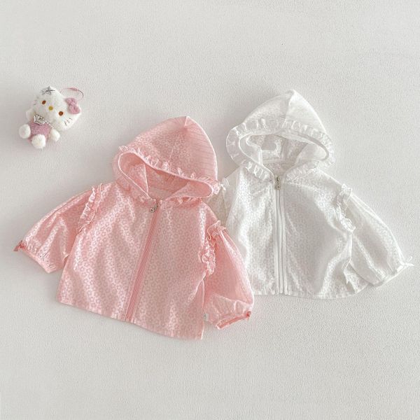 滿版小花木耳邊連帽透氣外套 