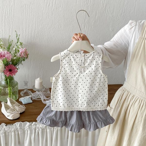 點點兔子蕾絲背心+蛋糕短裙套裝 