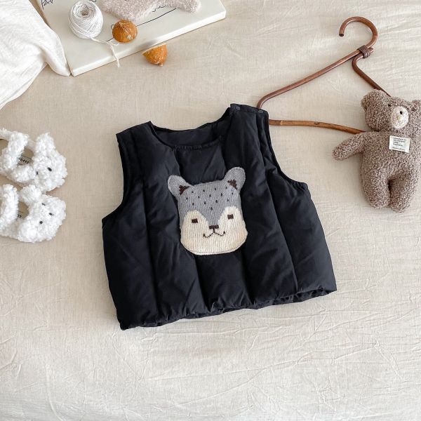 可愛刺繡夾棉背心/加厚上衣/假兩件長褲 