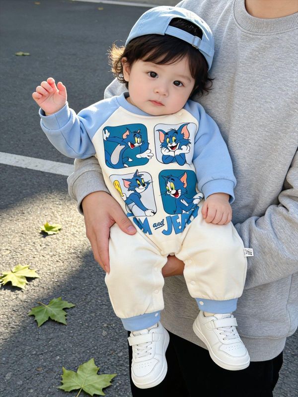 傑利鼠與湯姆貓印花拼袖連身裝 