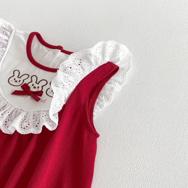 兔子刺繡蕾絲領氣質包屁衣 