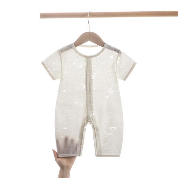 新生兒燒花透氣超薄短袖/長袖連身裝 