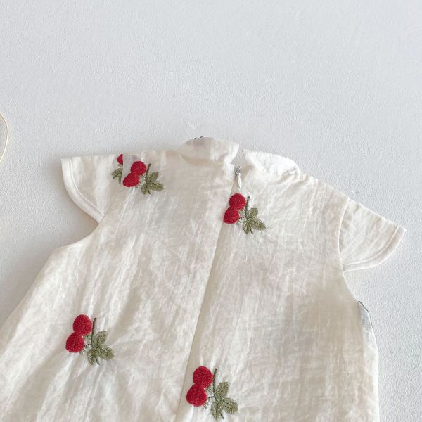 復古風櫻桃刺繡旗袍連身裙 