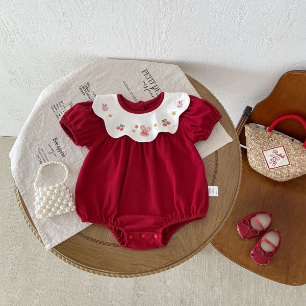 氣質顯白花邊領包屁衣 