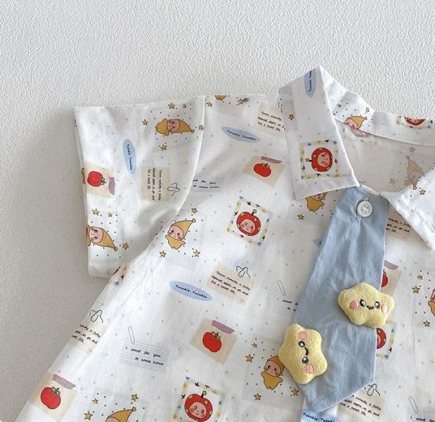 立體星星領帶襯衫連身裝 