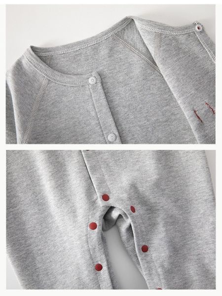 新生兒素色蘋果紅釦連身裝(3色) 