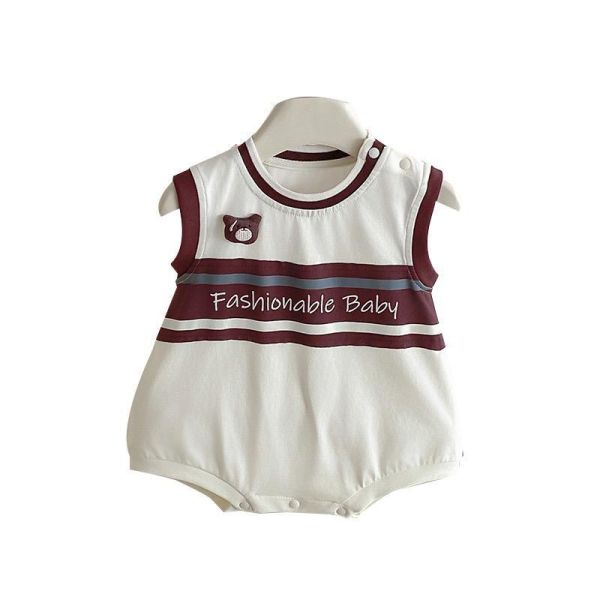 簡約字母小熊撞色包屁衣 