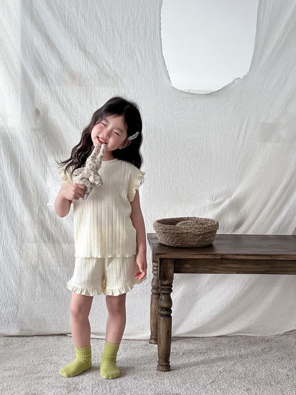 素色荷葉邊透氣可外穿居家套裝(6色) 