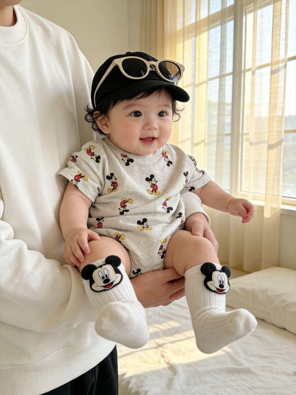 滿版米奇印花寬鬆包屁衣(2色) 