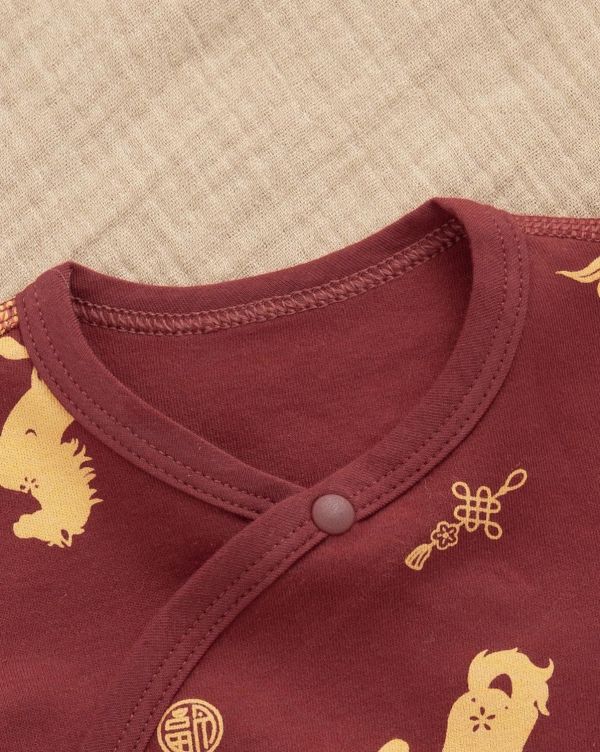 新生兒滿版小馬側開純棉包屁衣 