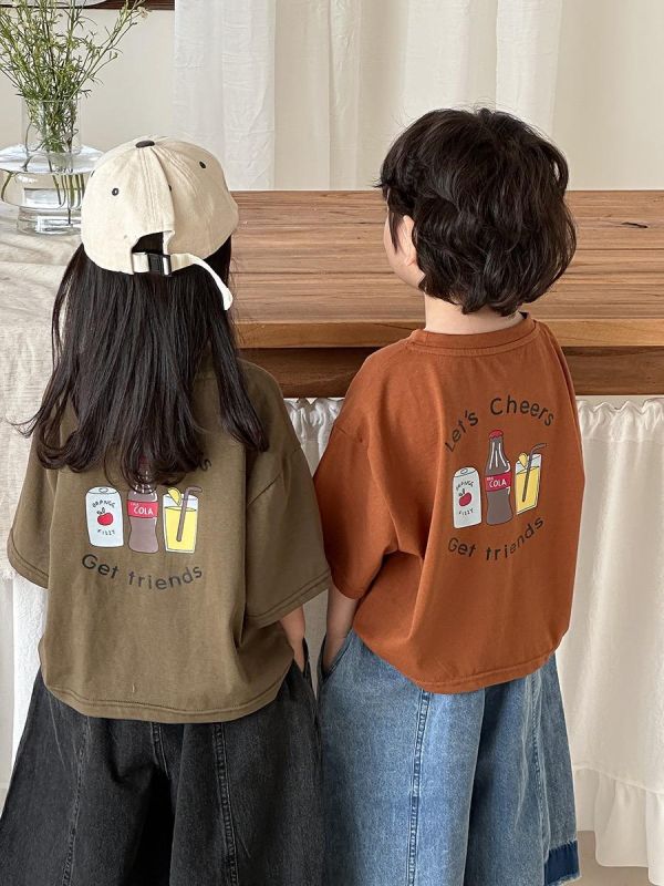 可樂汽水印花寬鬆T恤上衣(3色) 