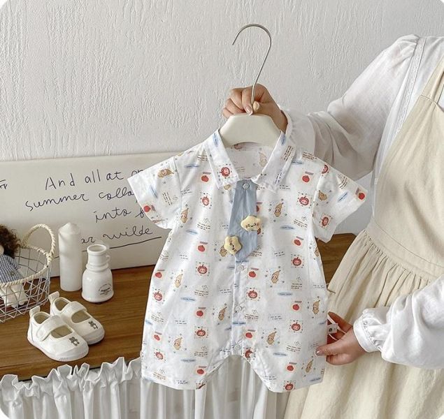 立體星星領帶襯衫連身裝 