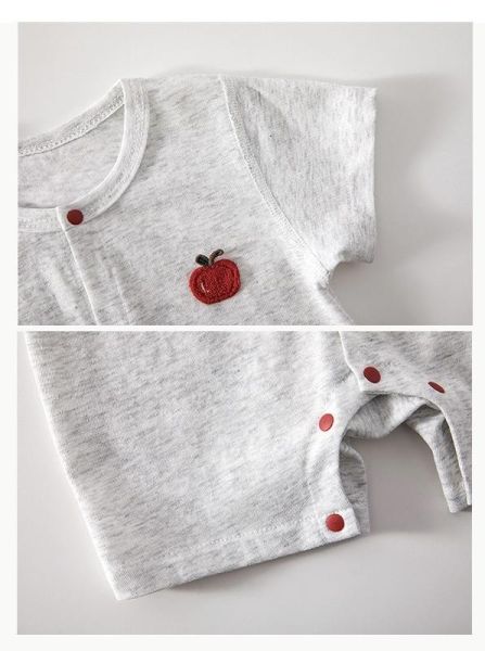 新生兒夏季素色蘋果紅釦連身裝(3色) 