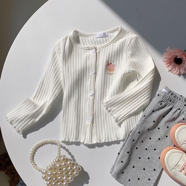 螺紋木耳捲邊可愛印花薄外套 