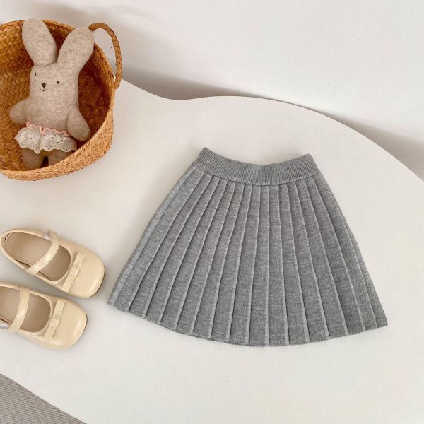 百搭素色針織百褶裙 