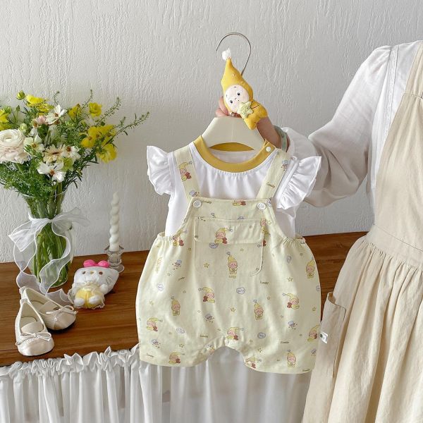 飛袖背心+可愛立體星星人吊帶褲 