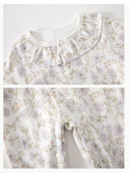 新生兒花領口開釦連身裝(2款) 