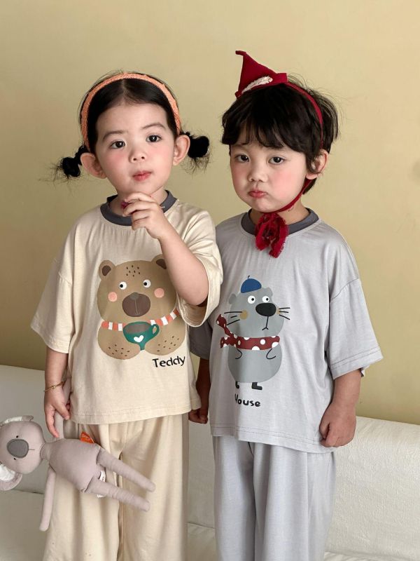 可愛印花寬鬆彈力居家套裝 