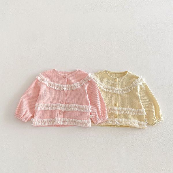 小香風花邊蕾絲拼接開釦外套 