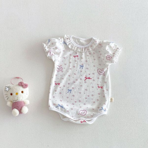 超萌花邊圓領可愛印花彈力包屁衣 