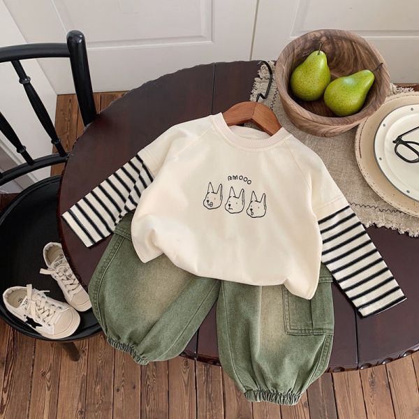 日系狗狗假兩件薄上衣 