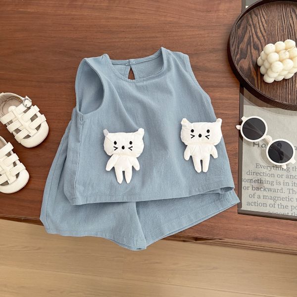 立體可愛貓咪娃娃背心套裝 