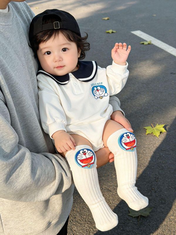 海軍風大翻領小叮噹包屁衣+襪(2色) 