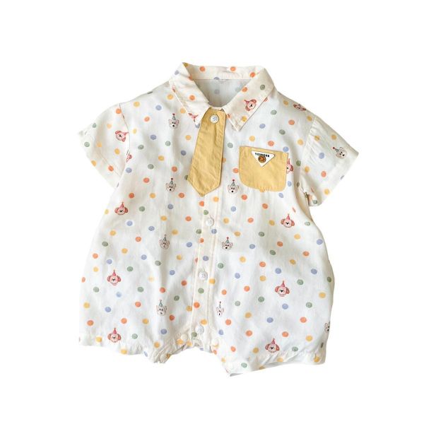 生日狗狗點點可拆式領帶襯衫連身裝 