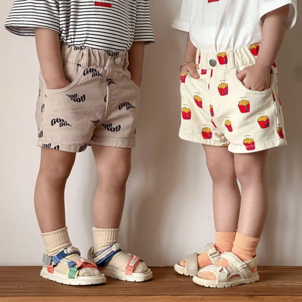 可愛薯條/字母/小花/愛心休閒短褲 