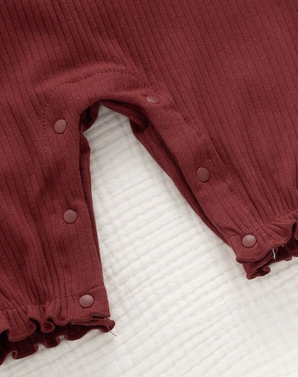 新生兒花領酒紅包屁衣/連身裝 