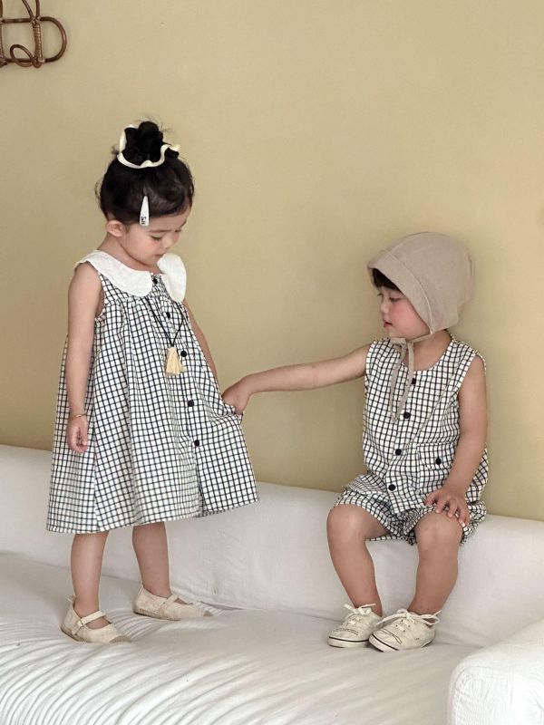 男女童格紋兩件式套裝/洋裝 