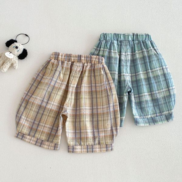 復古英倫格紋燈籠短褲 
