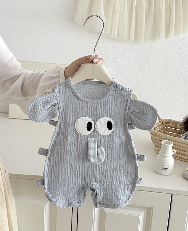 可愛大象紗布棉側鏤空琵琶衣 