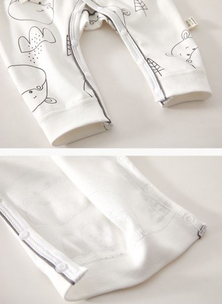 新生兒純棉雙層側開綁肚連身裝 