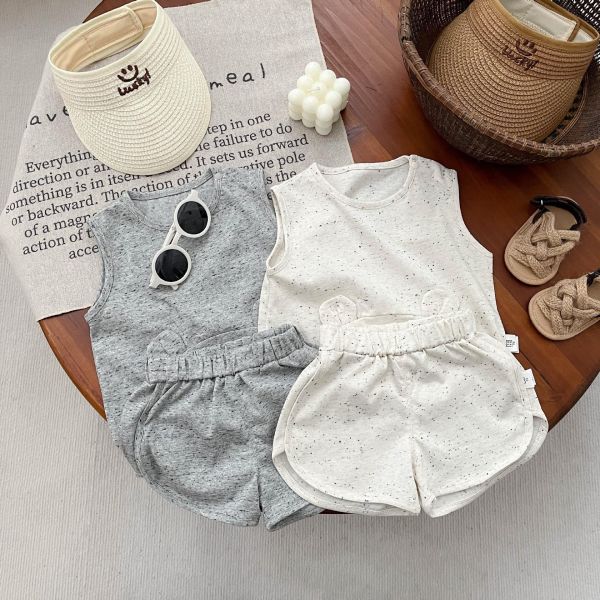 素色河馬造型背心式套裝 