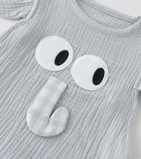 可愛大象紗布棉側鏤空琵琶衣 