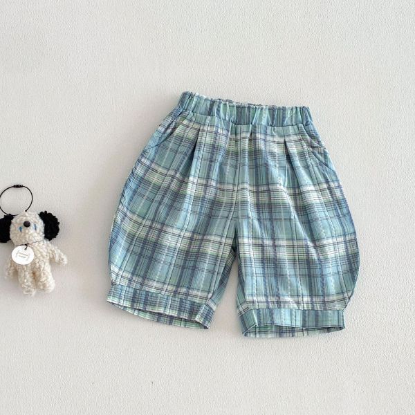 復古英倫格紋燈籠短褲 