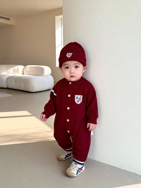 『現貨80cm』狗狗布標開釦連身裝+帽 