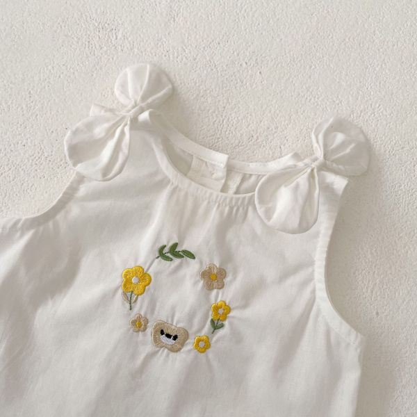 小花刺繡背心+包屁短褲 