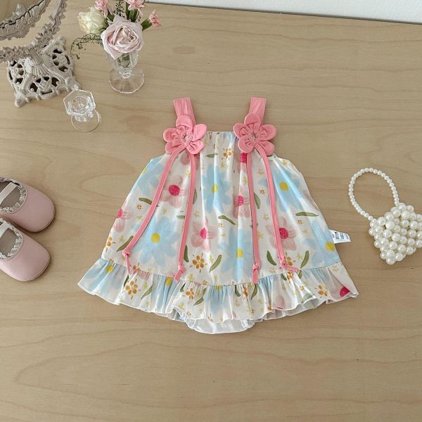 滿印碎花小花背帶包屁裙 