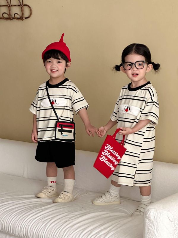 男女童條紋連身洋裝/套裝 