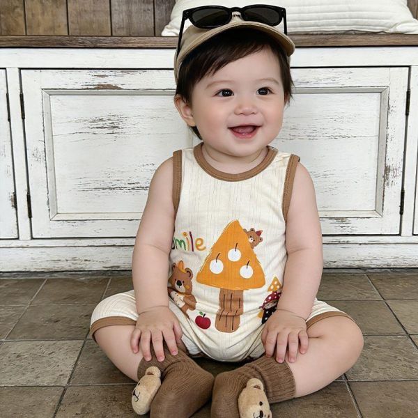 薯條/西瓜/森林熊撞色壓邊連身裝(3色) 