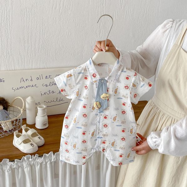 立體星星領帶襯衫連身裝 