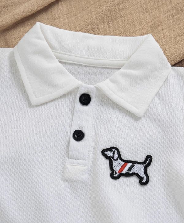 狗狗刺繡polo翻領連身裝 