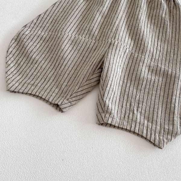 韓版豎條紋寬鬆燈籠休閒褲 