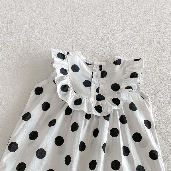 後開釦點點花領連身裝 