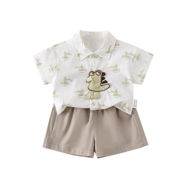 立體恐龍襯衫+短褲套裝 