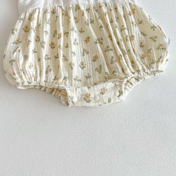 田園風碎花背帶鬆緊包屁衣+帽 