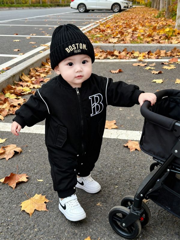 『現貨80cm』雙面兩穿帥氣字母拉鍊連身裝 